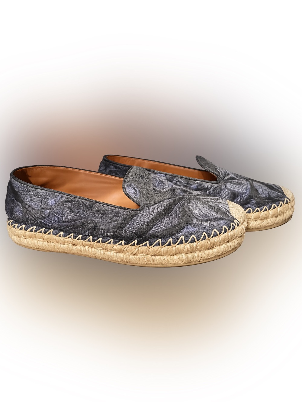 Valentino Camu Butterfly Navy Embroidered  Espadrille Loafers